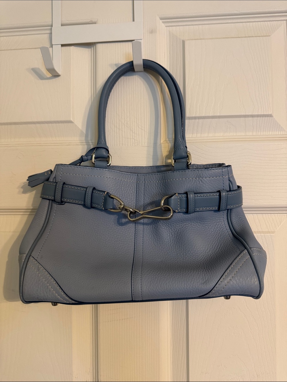Coach Light Blue Leather Top-Handle Satchel
